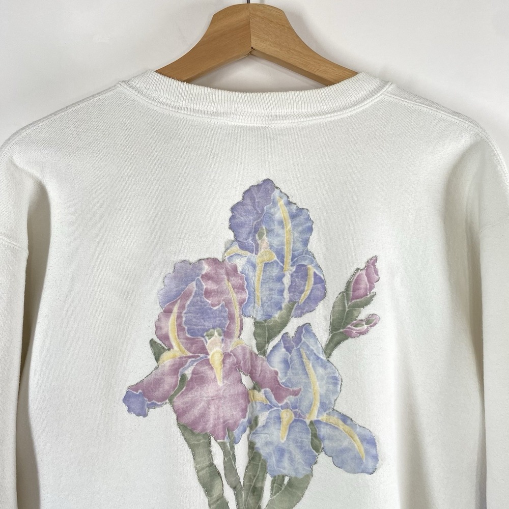 Handmade Women's Sweatshirt Cardigan Floral Granny Church Cottagecore Size Large - Picture 6 of 16